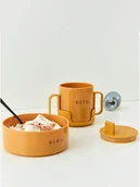 Sztućce dla dzieci - Design Letters Kubek "Eat & Learn" w kolorze pomarańczowym - 220 ml - miniaturka - grafika 1