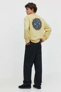 Bluzy męskie - Quiksilver bluza bawełniana męska kolor żółty z nadrukiem - grafika 1