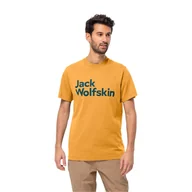 Koszulki męskie - Męska koszulka z krótkim rękawem Jack Wolfskin ESSENTIAL LOGO T M mustard - S - miniaturka - grafika 1