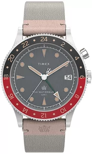 Zegarek Zegarek Timex TW2V74100 Waterbury Traditional GMT 39mm Mixed Material Strap - Zegarki męskie - miniaturka - grafika 1