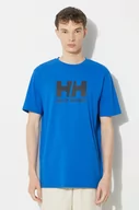 Koszulki męskie - Helly Hansen t-shirt bawełniany męski kolor niebieski z aplikacją - miniaturka - grafika 1