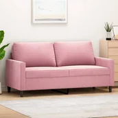 Sofy i kanapy - vidaXL Sofa 2-osobowa, różowy, 140 cm, tapicerowana aksamitem - miniaturka - grafika 1