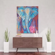Malowanie po numerach - Niebieski słoń z kwiatem - Malowanie po numerach 30x40 cm - miniaturka - grafika 1