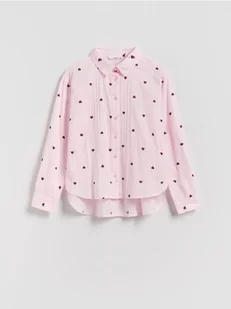 Reserved - Wzorzysta koszula z bawełny - pastelowy róż - Bluzki dla dziewczynek - miniaturka - grafika 1