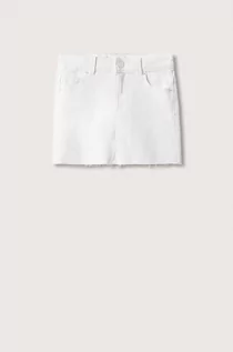 Spódnice - Mango Kids spódnica jeansowa dziecięca Sue kolor biały mini prosta - grafika 1