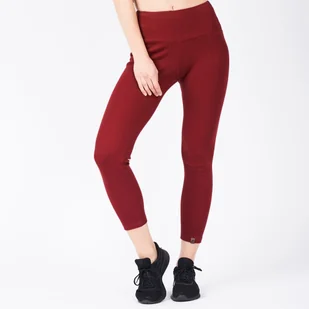 Legginsy damskie bawełniane prążkowane długie kryjące bordowe CUNA M - Legginsy - miniaturka - grafika 1