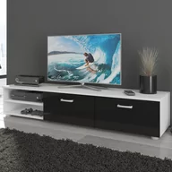 Szafki RTV - Szafka RTV Długa MAG-03 Magic MebloCross Biały Mat / Czarny Połysk - miniaturka - grafika 1