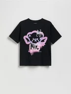 Koszulki dla dziewczynek - Reserved - T-shirt z nadrukiem - czarny - miniaturka - grafika 1