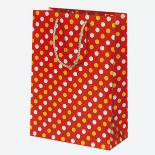 Torba Prezentowa Metaliczna W Kropki Czerwona 23X32X11 Cm - Opakowania i torebki na prezenty - miniaturka - grafika 1