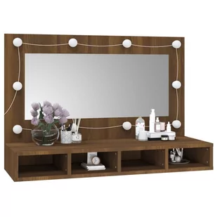Lumarko Szafka z lustrem i LED, brązowy dąb, 90x31,5x62 cm - Toaletki - miniaturka - grafika 11