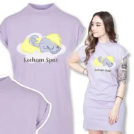 Koszule damskie - Piżama Koszula Nocna Fiolet KOCHAM SPAĆ Wzory - S - miniaturka - grafika 1