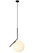 Lampy sufitowe - KingHome Lampa wisząca HALM MD10563-1-300T.BLACK czarna oprawa z mlecznym kloszem MD10563-1-300T.BLACK - miniaturka - grafika 1