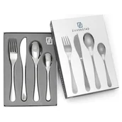 Sztućce dla dzieci - Sztućce dla dzieci z grawerem zestaw czteroczęściowy gładki | Rozmiar: 170x180x170x135mm | SKU: ZV6836070 - miniaturka - grafika 1