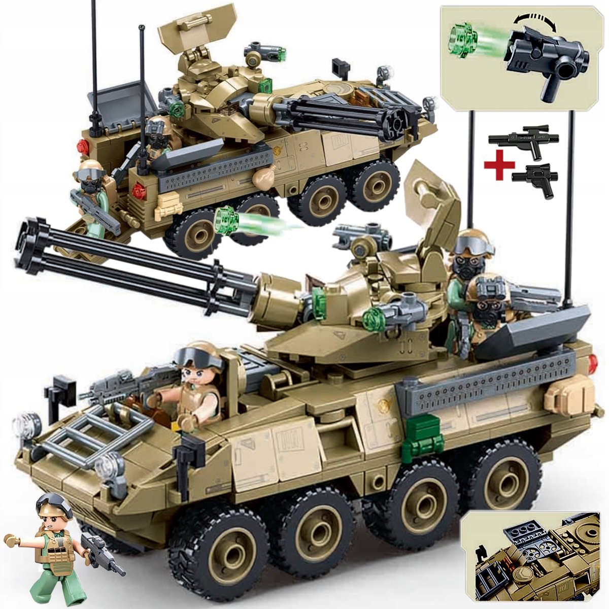 Klocki Czołg Transporter Pancerny Rosomak Działo Przeciw. Strzela+lego Broń