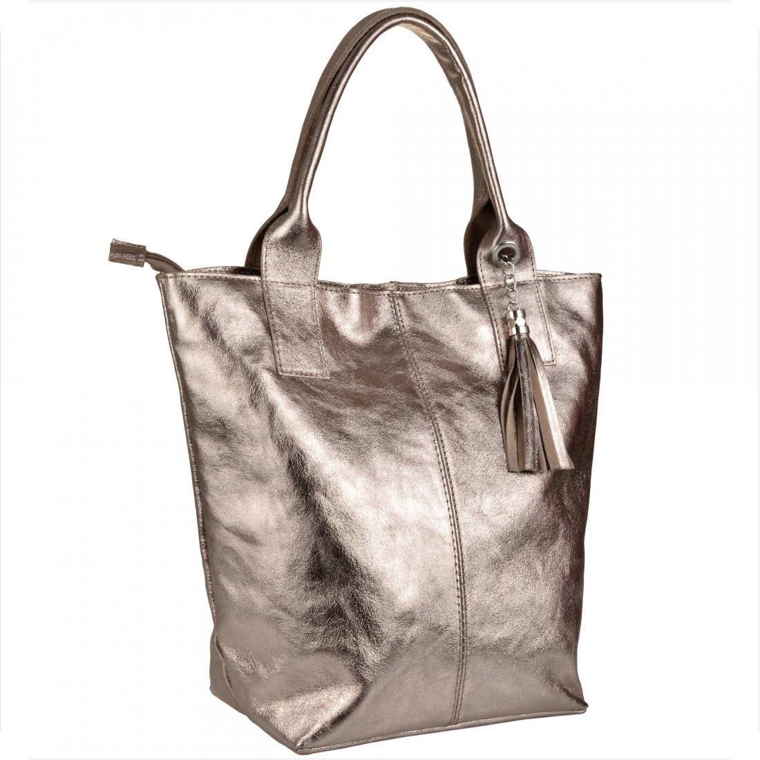 Torba shopper w kolorze starego złota ze skóry naturalnej XL