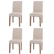 Krzesła - Zestaw 4 krzeseł do jadalni Littau, krzesło kuchenne z wysokim oparciem, tkanina/tkanina szenilowa drewno ~ kremowy, nogi w kolorze naturalnym - miniaturka - grafika 1