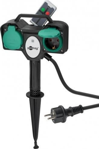 Goobay Gniazdo ogrodowe ze zdalnym sterowaniem 2x230V IP44 76779