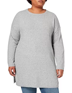 Bluzy damskie - Vero Moda Curve Damska bluza VmBrilliant Ls O-Neck Long Blou Ga Curve, jasnoszary melanżowy, XL - grafika 1