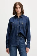 Koszule damskie - Guess Jeans koszula jeansowa damska kolor granatowy regular z kołnierzykiem klasycznym W5YH37 D5M8D - miniaturka - grafika 1