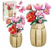 Klocki - COIL Klocki konstrukcyjne zestaw 550 elementów kwiaty w wazonie czerwone. różowe - miniaturka - grafika 1