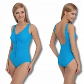 Stroje kąpielowe - Strój Kąpielowy Modelujący Jednoczęściowy Plus Size Niebieski Roz.44 - miniaturka - grafika 1