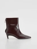 Botki damskie - Reserved - Skórzane botki na obcasie - bordowy - miniaturka - grafika 1