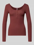 Bluzki damskie - Bluzka z długim rękawem o kroju slim fit z mieszanki bawełny model ‘KITTE’ - miniaturka - grafika 1