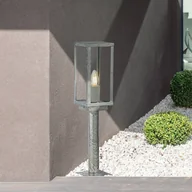 Lampy ogrodowe - Searchlight Słupek oświetleniowy Box II, wysokość 50 cm, srebrny/przezroczysty, szkło, - miniaturka - grafika 1