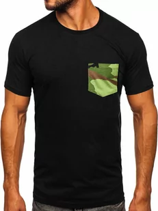Czarny bawełniany t-shirt męski z kieszonką Bolf 14507 - Koszulki męskie - miniaturka - grafika 1