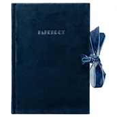 Notesy i bloczki - Notes welurowy granatowy ze wstążką - miniaturka - grafika 1