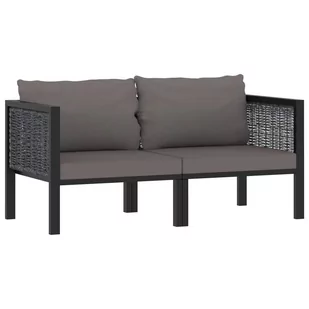 vidaXL 2-osobowa sofa ogrodowa z poduszkami, antracytowa, polirattan - Sofy ogrodowe - miniaturka - grafika 1