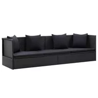 Sofy ogrodowe - vidaXL Sofa ogrodowa z poduszkami, polirattan, czarna - miniaturka - grafika 1