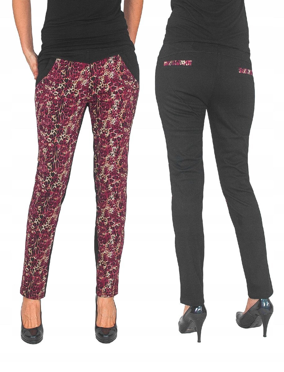 Spodnie Damskie Rurki Bawełniane Panterka 56433 M