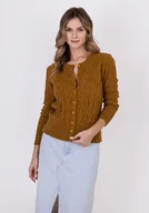 Swetry damskie - Elegancki kardigan - SWE317 miodowy MKM - miniaturka - grafika 1