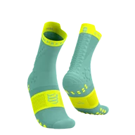 Skarpetki sportowe męskie - COMPRESSPORT Skarpetki do biegania trailowe ProRacing Socks V4 Trail shell blue/safety yellow - miniaturka - grafika 1