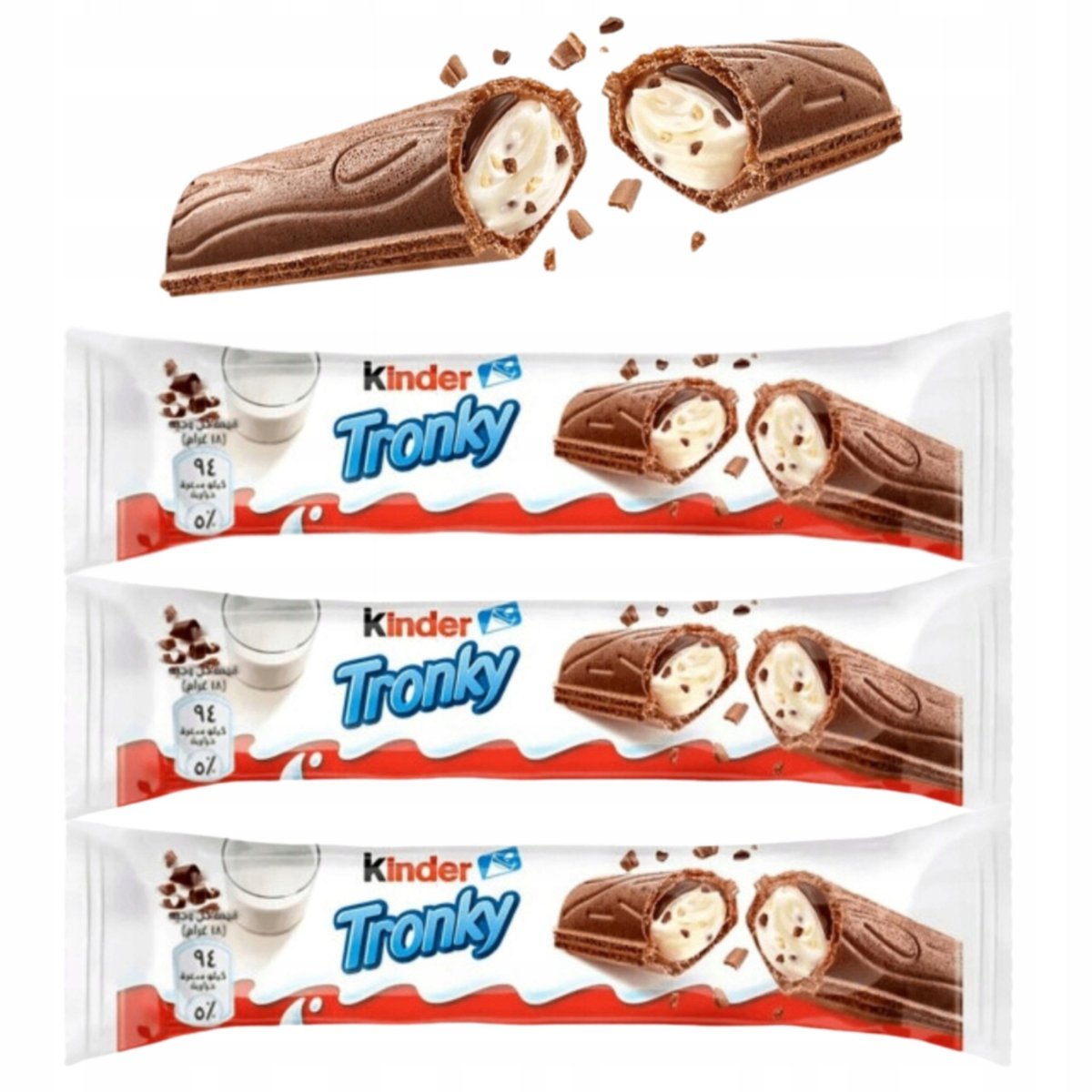 KINDER TRONKY Batonik Wafelek Mleczno Czekoladowy z Nadzieniem Zestaw 3x18g