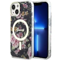 Etui i futerały do telefonów - Guess GUHMP14MHCFWSK iPhone 14 Plus 6.7" czarny/black hardcase Flower MagSafe - miniaturka - grafika 1