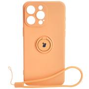 Etui i futerały do telefonów - Etui Bizon Case Silicone Ring Sq do Apple iPhone 15 Pro Max, pomarańczowe - miniaturka - grafika 1