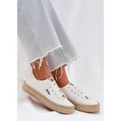 Trampki damskie - Trampki Damskie Z Plecionką Lee Cooper LCW-25-44-3217 Białe - miniaturka - grafika 1