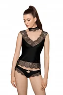 Biustonosze - RÓŻA Sija Koszulka damska z koronką CZARNA r. 36 - miniaturka - grafika 1