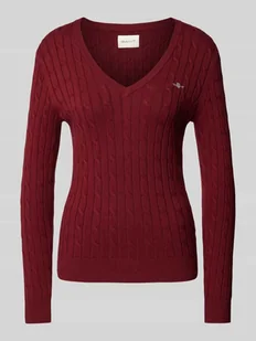 Sweter z dzianiny z wyhaftowanym logo - Swetry damskie - miniaturka - grafika 1