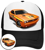 Czapki i chusty sportowe męskie - Czapka z Daszkiem Hot Wheels Czarna z Nadrukiem Na Lato Siatka Bejsbolówka - miniaturka - grafika 1