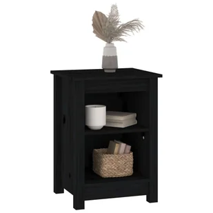 Lumarko Szafki nocne, 2 szt., czarne, 40x35x55 cm, lite drewno sosnowe - Szafki nocne - miniaturka - grafika 7