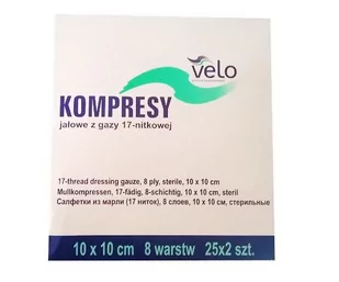 VELO VELO Kompres gazowy sterylny-17N 8W 5x5cm (25x 2 szt.) Kompres gazowy sterylny VELO-KG17N8W5X5S - Meble i wyposażenie gabinetów medycznych - miniaturka - grafika 1