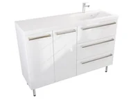 Szafki łazienkowe - Szafka Stojąca Z Umywalką ATH 120 cm DS Prawa - Biały Wysoki Połysk - Uchwyty Stal Szczotkowana - miniaturka - grafika 1