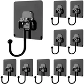 Zawiasy, okucia i inne akcesoria - 10 sztuk samoprzylepnych haczyków ściennych – haki samoprzylepne 2,5 kg – czarne haki ścienne bez wiercenia do łazienki, kuchni, sufitu - miniaturka - grafika 1