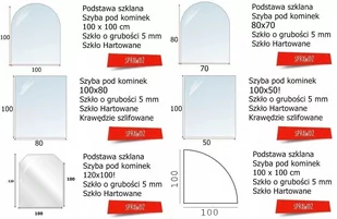 PODSTAWA SZKLANA HARTOWANA - SZYBA POD PIEC LUB KOMINEK 100X80 CM CZARNA - Kominki elektryczne - miniaturka - grafika 1
