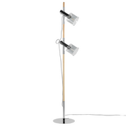 Lampy stojące - Beliani Lampa stojąca przydymione szkło szara 130 cm OWENS - miniaturka - grafika 1