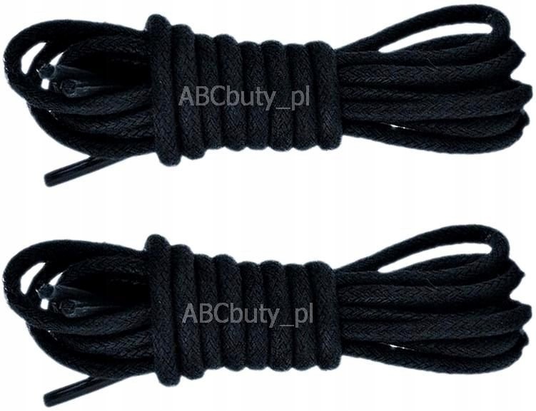 G9-57 CZARNE CIENKIE OKRĄGŁE SZNUROWADŁA 2,5 mm BAWEŁNIANE SZNURÓWKI 120 cm