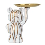 Figurki dekoracyjne - Fernity Figurka Miś z tacą do przechowywania biała - miniaturka - grafika 1